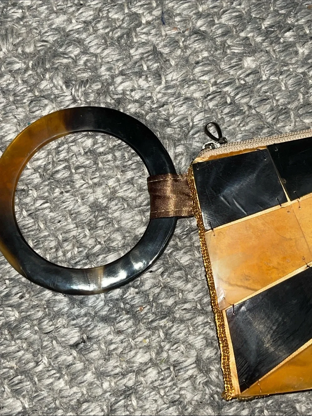 Vintage Sunburst Black and Amber Rectangular Clutch